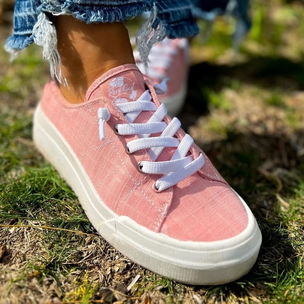 Roxy Pink Canvas Low-Top Sneakers with White Laces